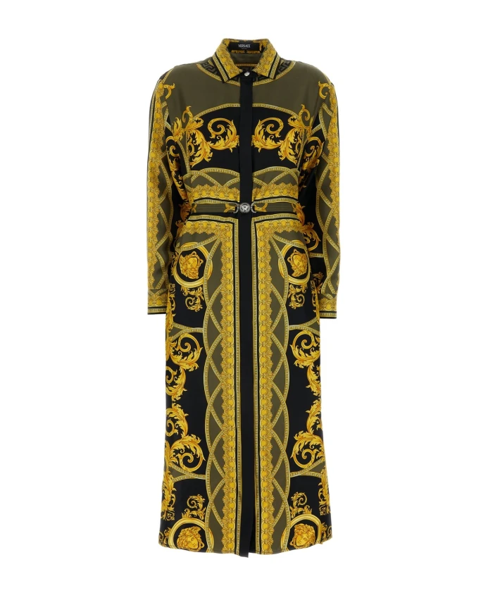 

Платье из шелкового твила в стиле барокко Versace, мультиколор