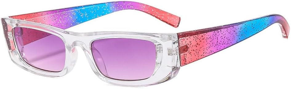 

Панк-солнцезащитные очки для женщин, модные разноцветные прямоугольные очки с защитой от УФ-излучения UV400, ретро-очки для мужчин с градиентным переходом цвета, трендовые очки TYUVIVO, Clear-purple