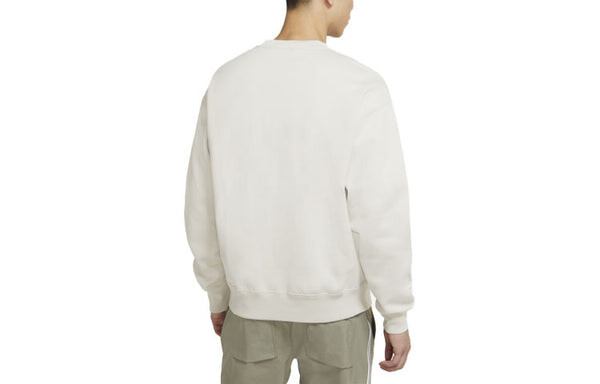 Толстовка Men's Nike Lab Fleece Crew Solid Color Plush Stay Warm Sports Round Neck Pullover Light Bone White, белый — фото 2