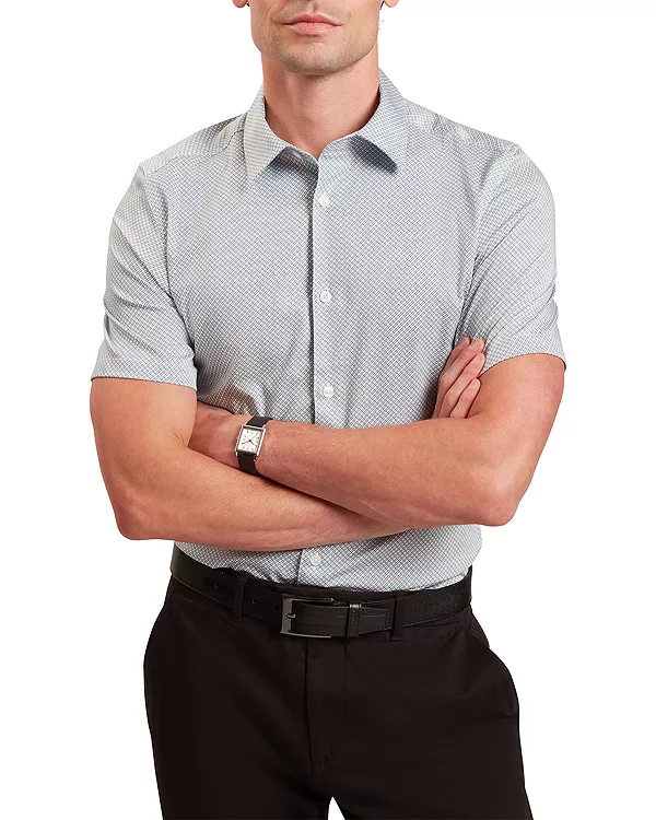 

Романская приталенная рубашка с коротким рукавом и пуговицами спереди Ted Baker, синий