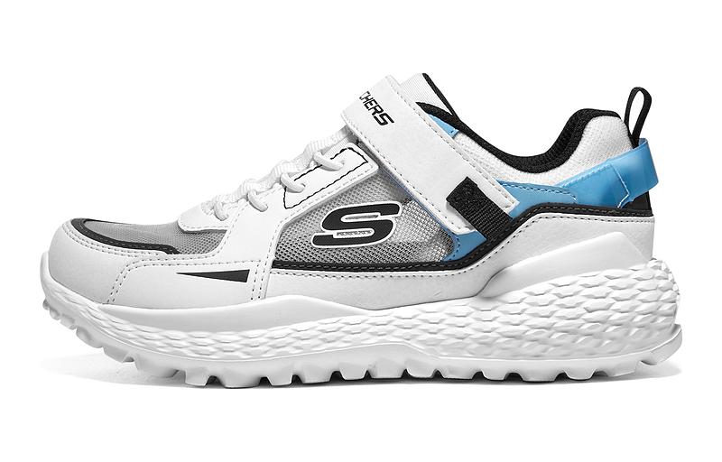 

Износостойкие низкие детские беговые кроссовки бело-синие Kids' Skechers