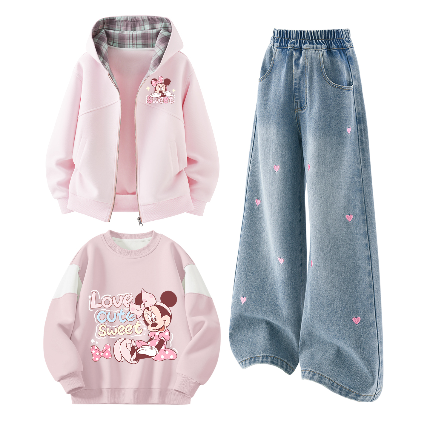 Детская повседневная спортивная одежда Moderate Disney, di xiling k cherry blossom розовый+solid color sea salt синий+di huohuan smile k cherry blossom розовый — фото 2