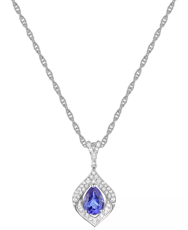 

Ожерелье с подвеской 18 дюймов из стерлингового серебра (также с другими драгоценными камнями) в оправе из выращенных в лаборатории синих сапфиров (3/4 карата, tw) и выращенных в лаборатории белых сапфиров (1/3 карата, tw) Macy'S, tanzanite