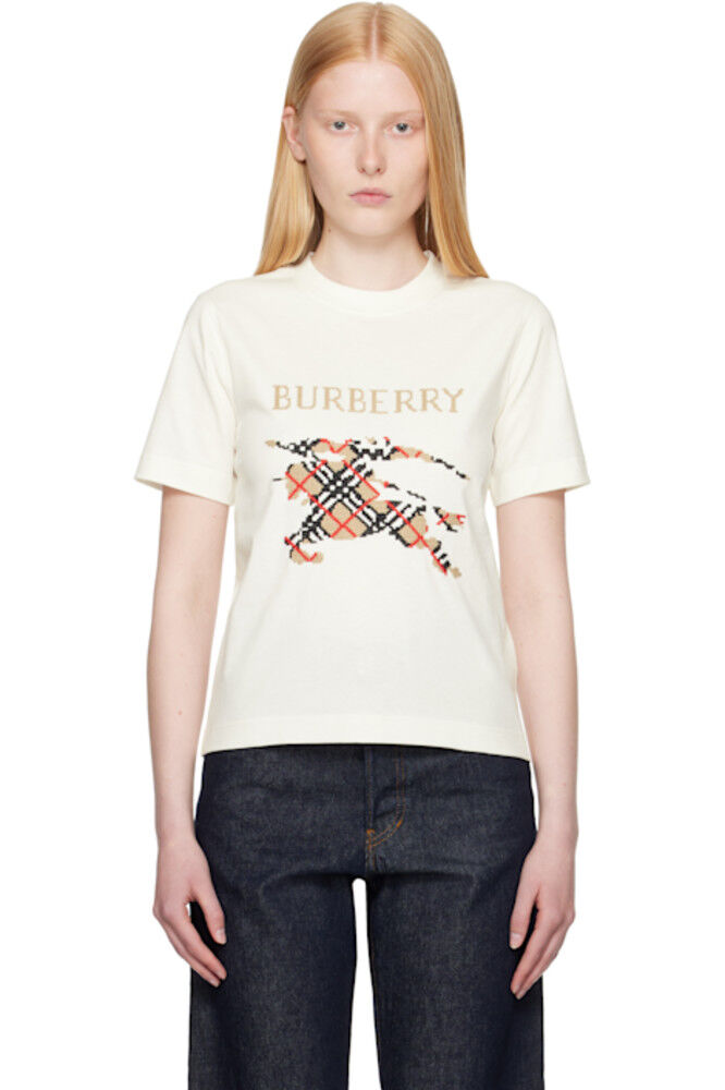 

Белая футболка с большим логотипом Burberry