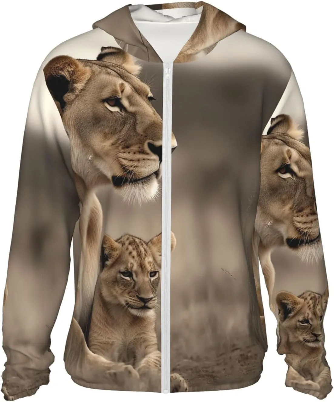 

Мужская толстовка с капюшоном Lioness with cub для защиты от солнца UPF 50+ SDTYKHJ