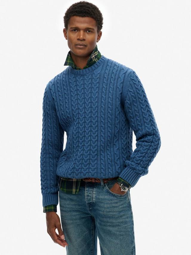 

Джемпер из шерсти с акрилом Jacob с узором кос Superdry, Coast Blue