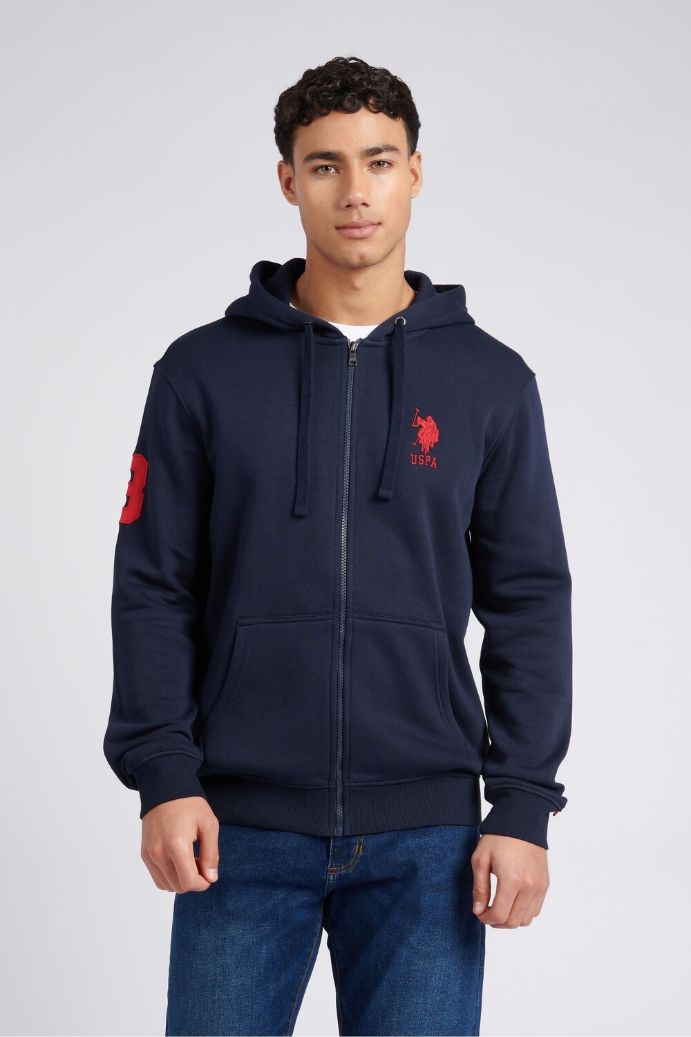 

Мужская классическая толстовка player 3 на молнии U.S. Polo Assn, синий
