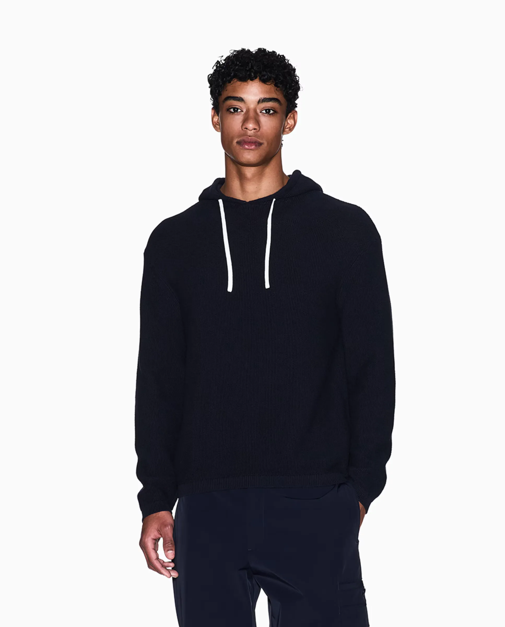 

Мужской хлопковый свитер с капюшоном Armani Exchange, темно-синий