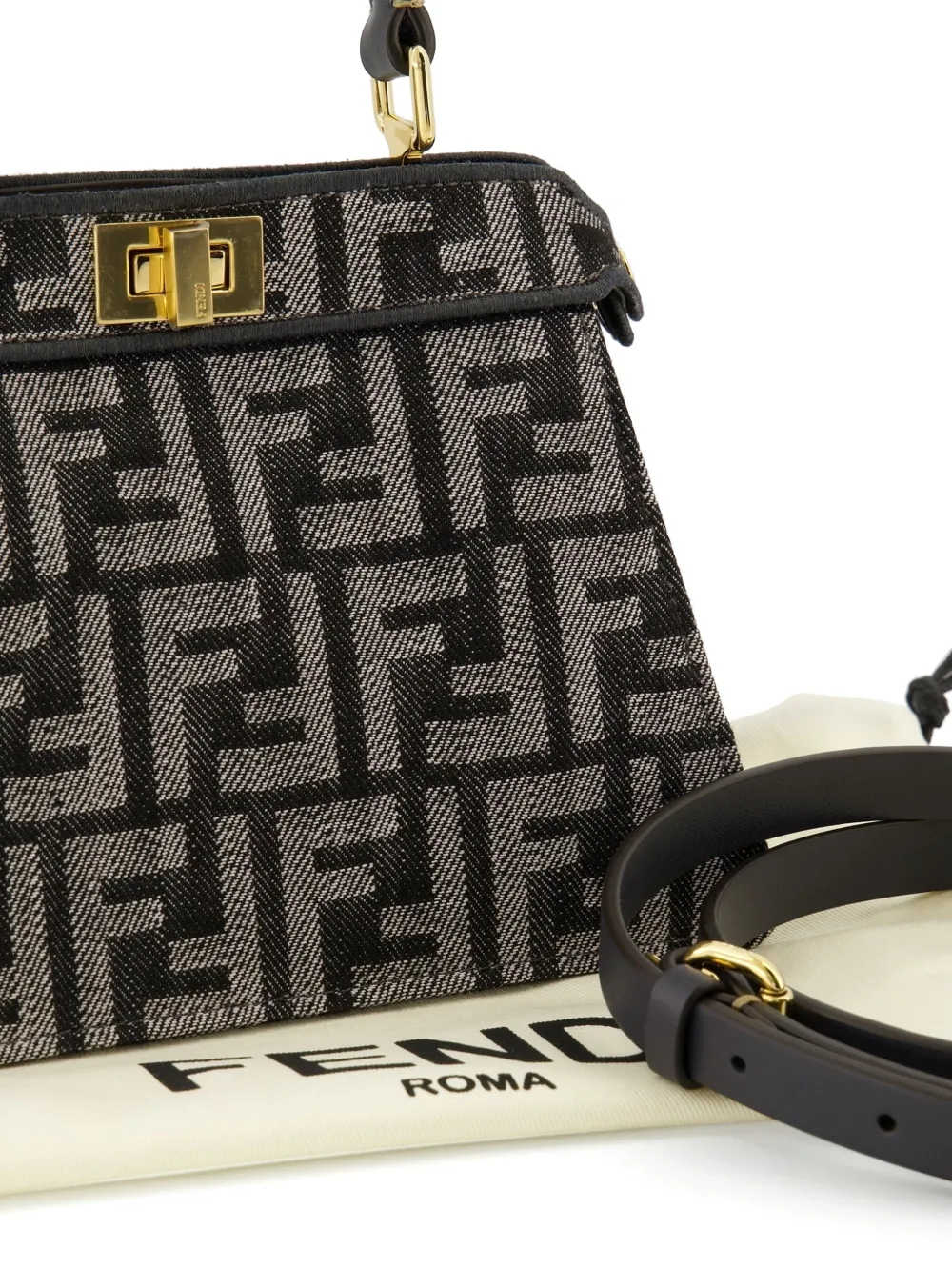 Джинсовая сумка-тоут Peekaboo Fendi, черный — фото 2