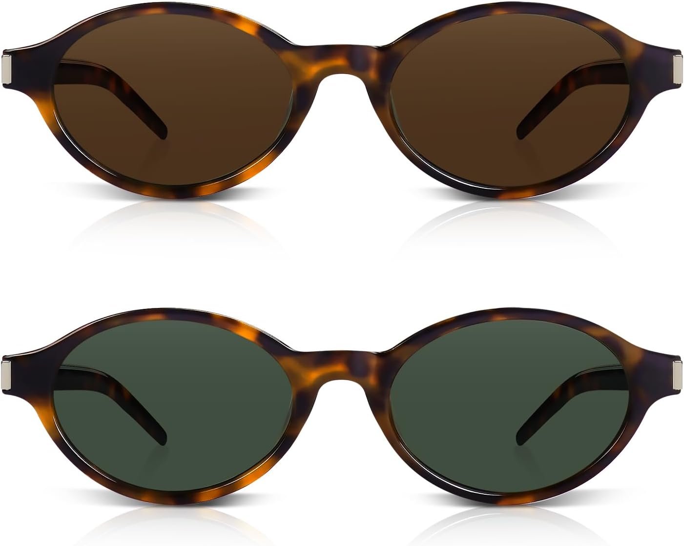 

Солнцезащитные очки DrRelax Retro Oval для женщин, модные, в стиле 90-х, небольшие, винтажные, дизайнерские, с линзами, защищающими от УФ-излучения UV400, 2 Pack-tortoise Brown/ Tortoise Greyish Green