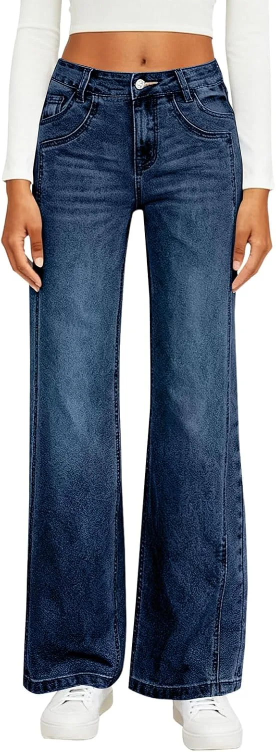 Джинсы High Waisted для женщин, прямые, свободные