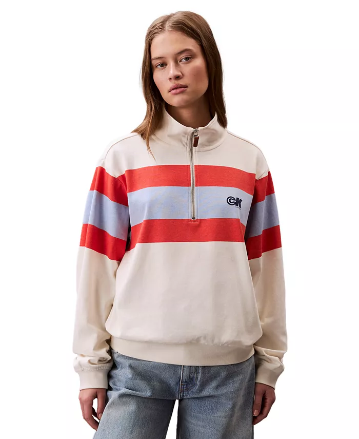 

Женская толстовка с короткими рукавами и принтом регби Calvin Klein Jeans, белый