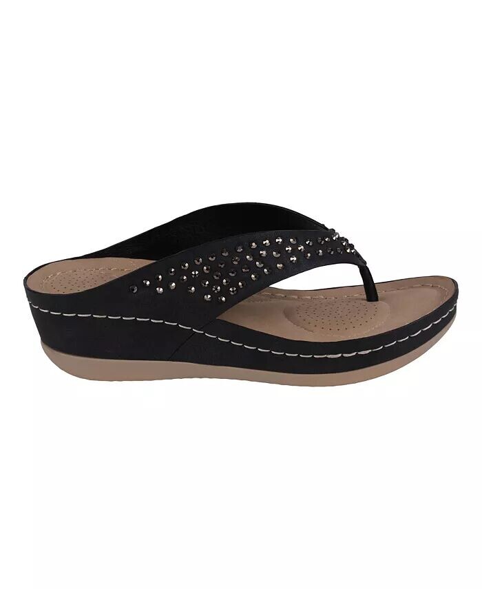 Женские удобные босоножки на танкетке с украшением Tiana GC Shoes, черный — фото 2