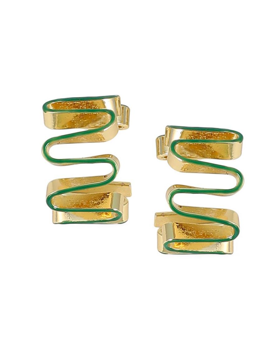 

Женские серьги-кольца с эмалированным покрытием - цвет шамроковый зеленый и калифорнийское золото SOHI, Green