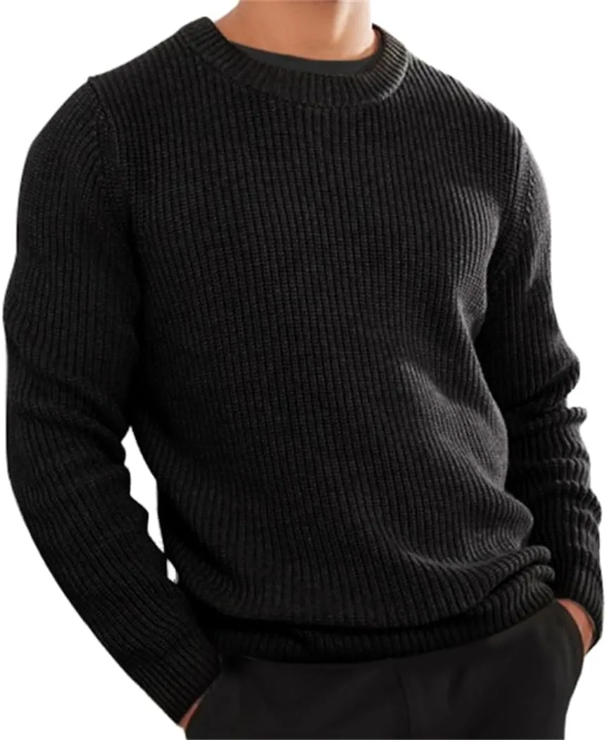Men's Classic Crewneck Sweater, Soft Knit Long Sleeve Pullover, Casual Regular Fit Top