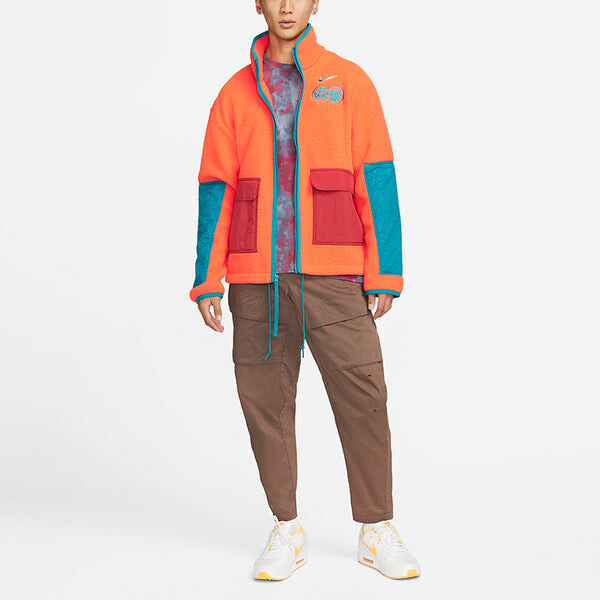 Куртка Nike CNY Chinese New Year's Edition Contrast Color Stitching Loose Sports Stand Collar Jacket Orange, оранжевый — фото 3