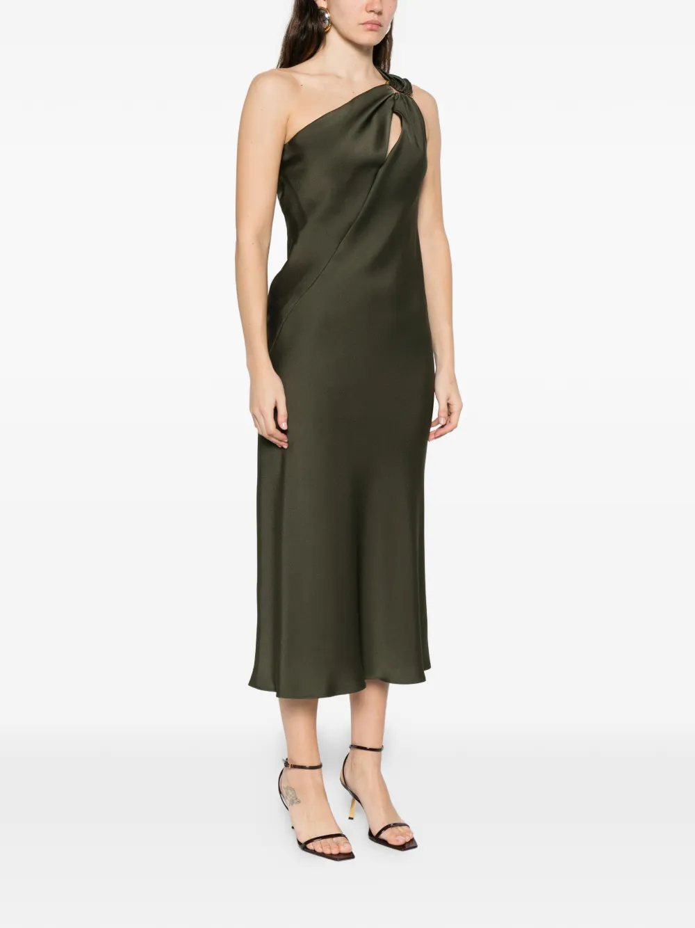 Макси-платье на одно плечо с кольцом MAX MARA, зеленый — фото 3