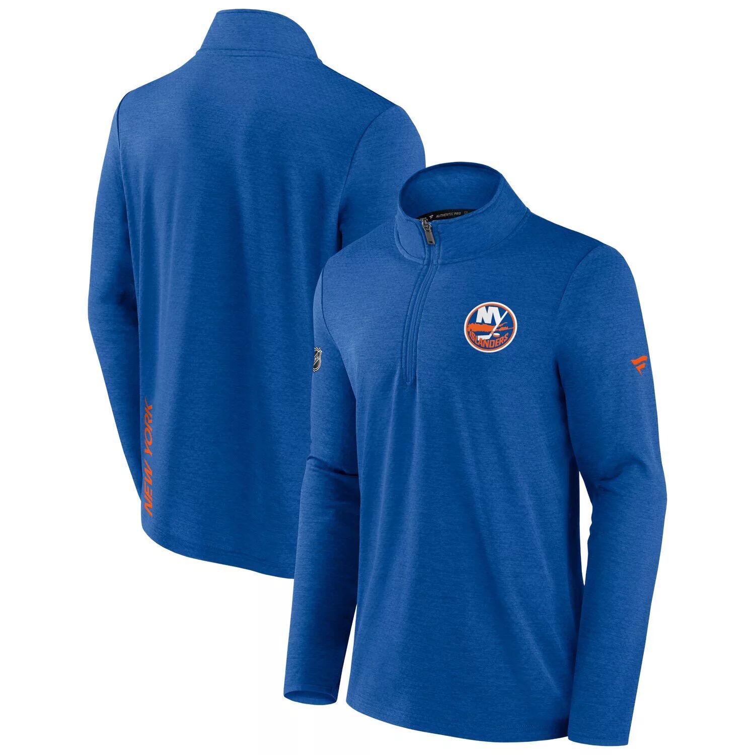 

Мужская фирменная куртка Heather Royal New York Islanders Authentic Pro Rink с молнией четверть Fanatics