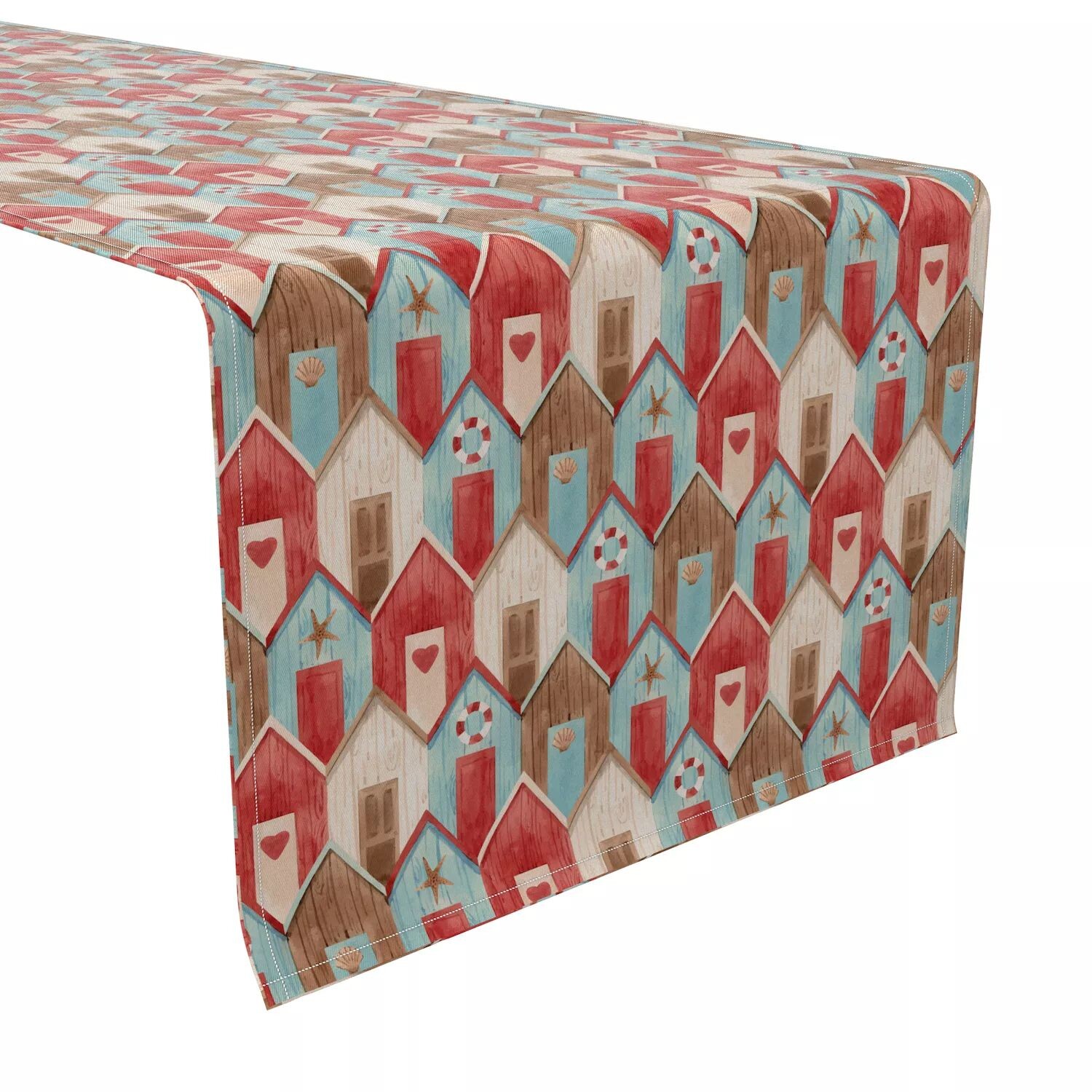 

Настольная дорожка, 100% хлопок, 16x108 дюймов, деревянные домики в морском стиле