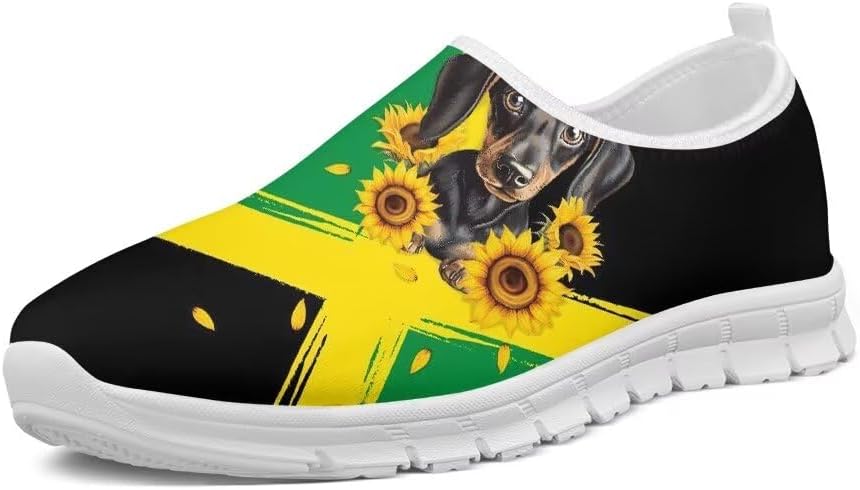 

Женские слипоны Forchrinse Hummingbird с цветами вишни, мужские прогулочные туфли, мягкие легкие модные спортивные кроссовки с поддержкой свода, повседневная рабочая обувь, Jamaican Dachshund Sunflower