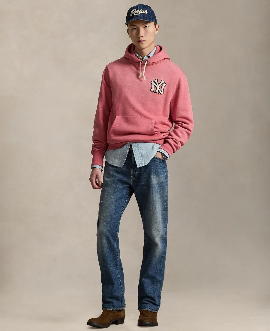 Мужская флисовая толстовка с логотипом Yankees Polo Ralph Lauren, Adirondack Berry — фото 2