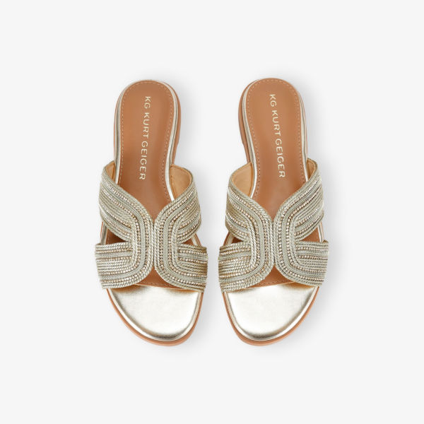 Мюли Pose Kg Kurt Geiger с кристаллами и жемчугом плетеные, золотой — фото 2