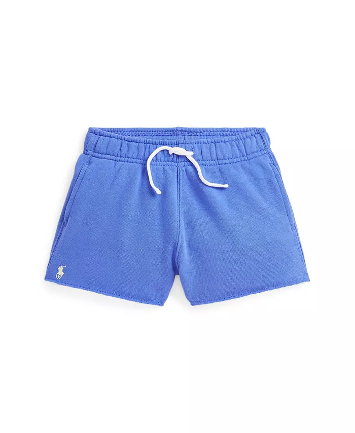

Шорты с необработанным краем для малышей и девочек из махровой ткани Polo Ralph Lauren, синий