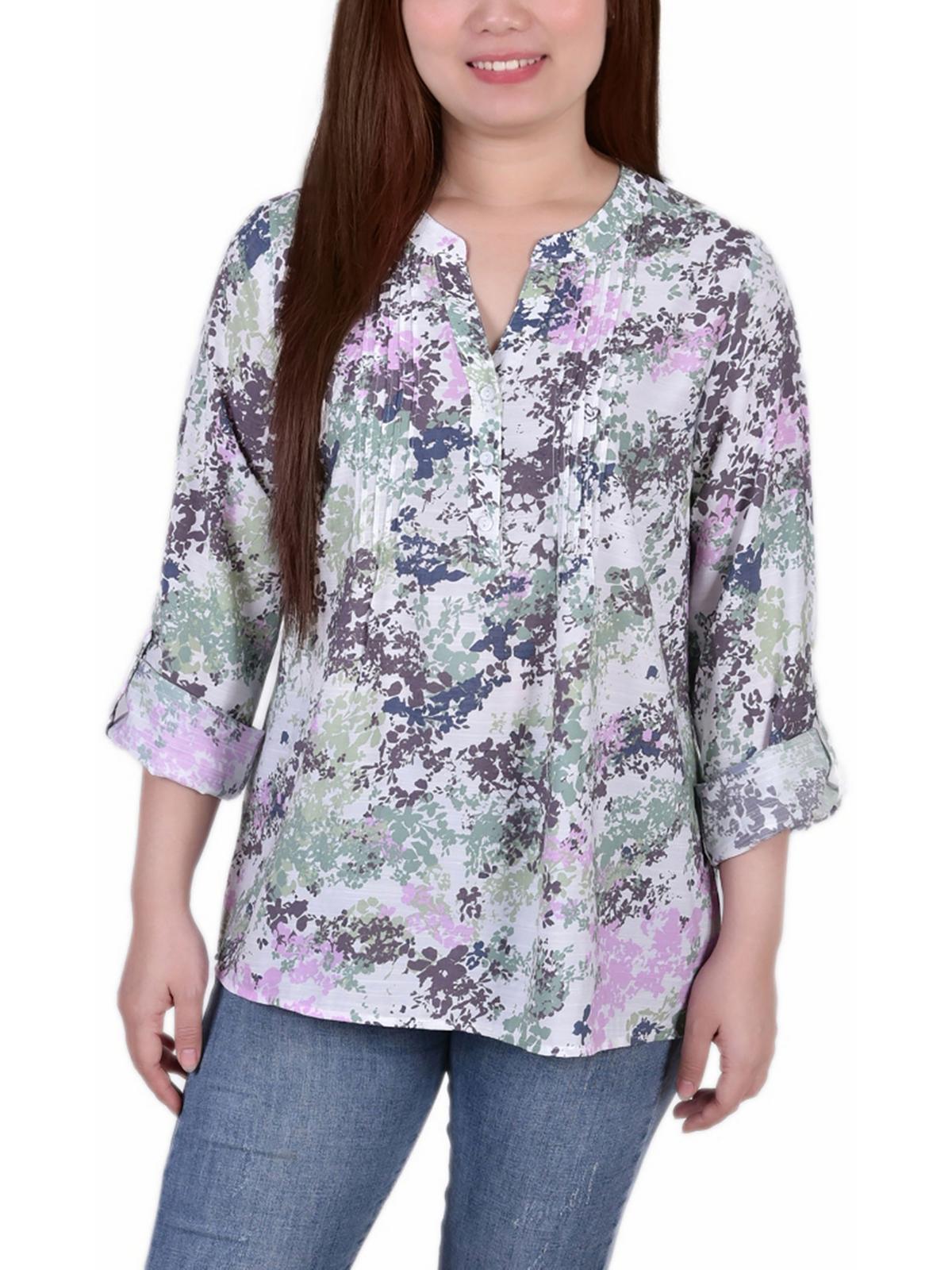 

Женская блузка Petites с принтом и складками NY Collection, цвет tie dye floral