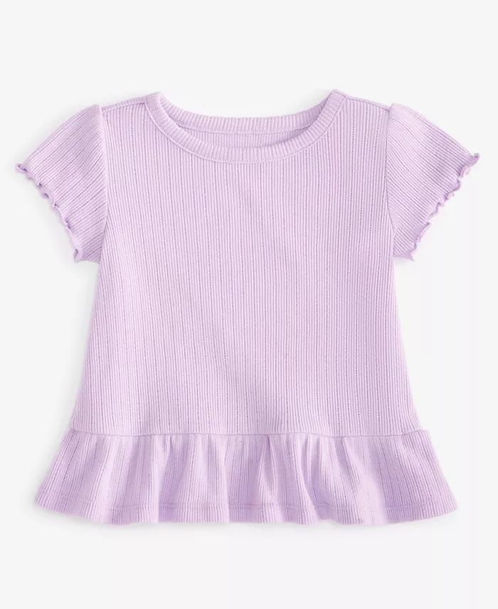 

Футболка с короткими рукавами для девочек с ажурным узором First Impressions, фиолетовый