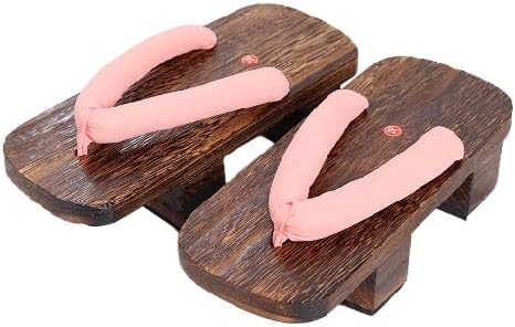 

Деревянные сабо с двумя зубцами, ткань с шелковым принтом, подошва из ЭВА с древесным узором в клетку на задней части обуви, антискользящая и износостойкая, высокие каблуки, тапочки с елочкой Bydzkj, розовый