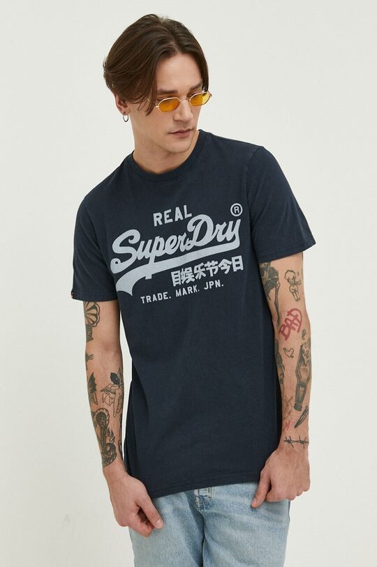 

Хлопковая футболка Superdry, темно-синий