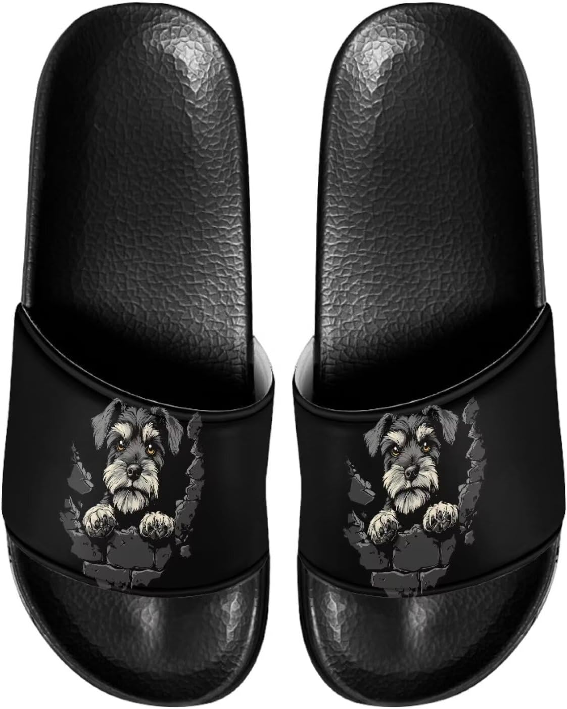 

Сандалии-шлепанцы для мужчин и женщин, с открытым носком, удобные пляжные шлепанцы на плоской подошве Judentidos, Cartoon Schnauzer Dog