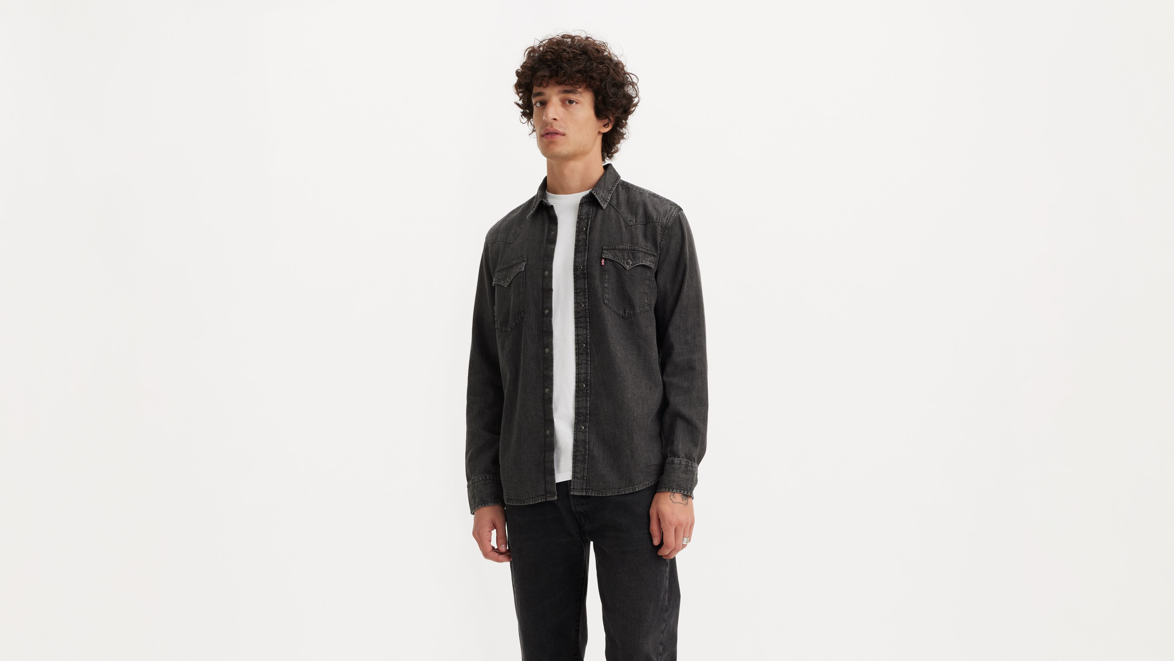 

Классическая рубашка в стиле вестерн-стандарт Levi's, цвет Clean Washed Black - Black