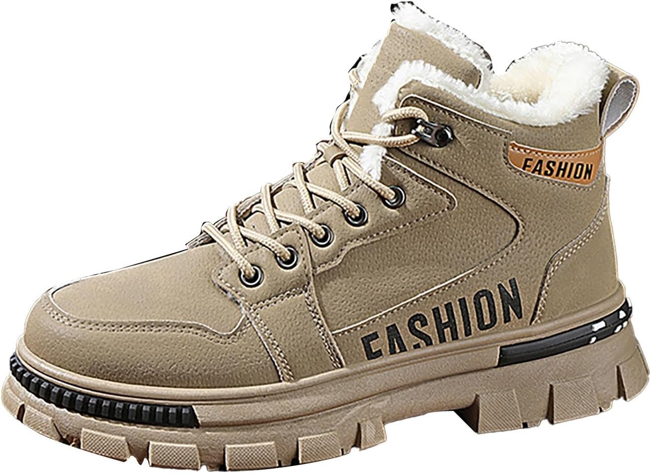 

Мужские походные ботинки водонепроницаемые легкие теплые с меховой подкладкой шнуровка средней высоты ботинки для снега для походов, кемпинга и трекинга Generic, хаки