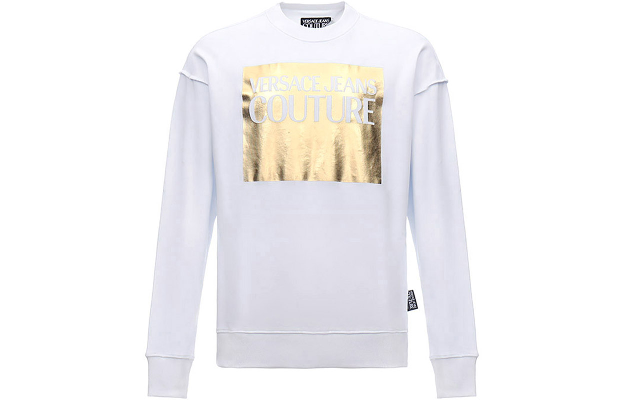 

VERSACE JEANS COUTURE Мужская белая толстовка с круглым вырезом Regular, Белый, VERSACE JEANS COUTURE Мужская белая толстовка с круглым вырезом Regular