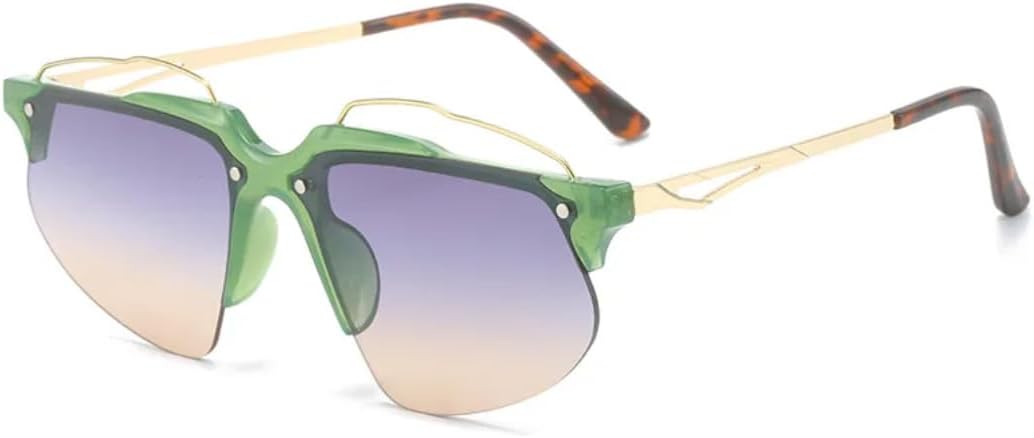 

Модные женские солнцезащитные очки без оправы в стиле панк, «кошачий глаз», ретро, ​​роскошные очки с защитой от УФ-излучения UV400, мужские спортивные очки для вождения UATXTAU, Green