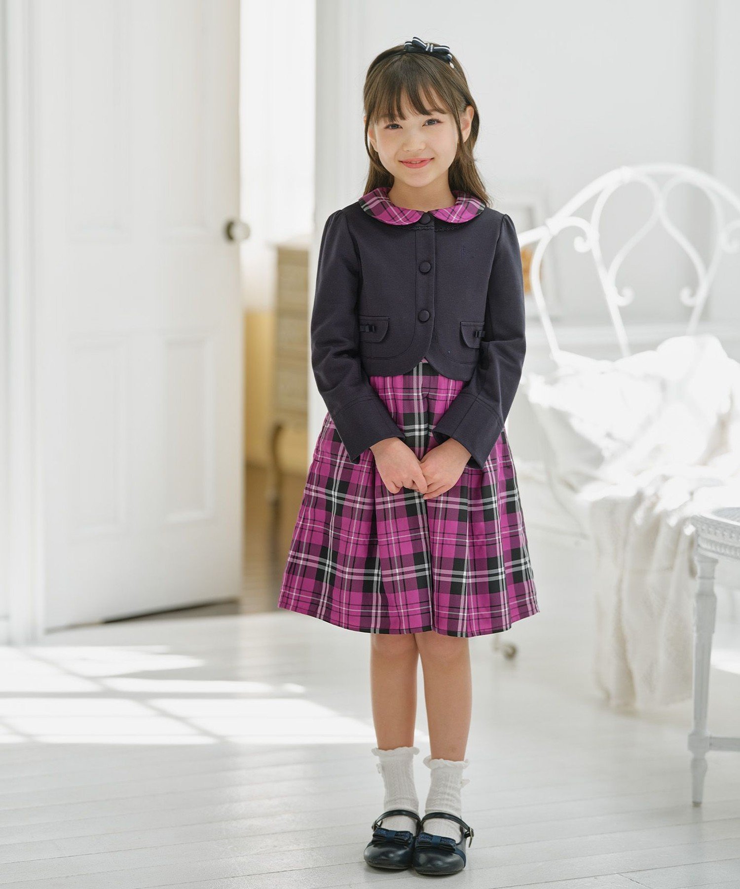 [110-140 см] Платье-доски из клетчатой тафты Kids Suite, Berry pink [311]