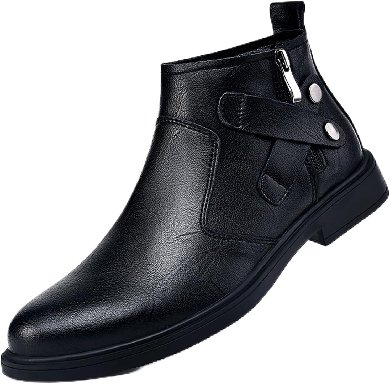 

Мужские ботинки-челси из натуральной кожи с ремешком и пряжкой, осенне-зимняя мода, боковая молния, удобная подкладка из меха, деловые оксфорды, повседневные ботинки-чакка Siyake, черный