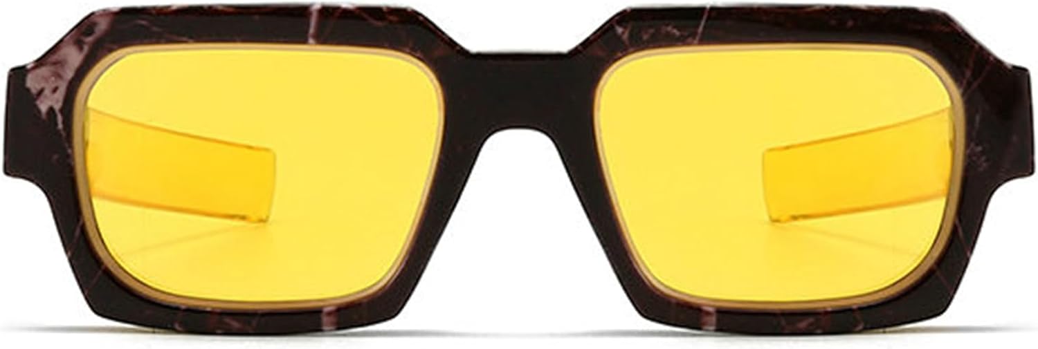 

Willochra Классические панк-солнцезащитные очки квадратной формы для мужчин, роскошные ретро-очки прямоугольной формы для женщин, толстая оправа, модные желтые очки F27, C5