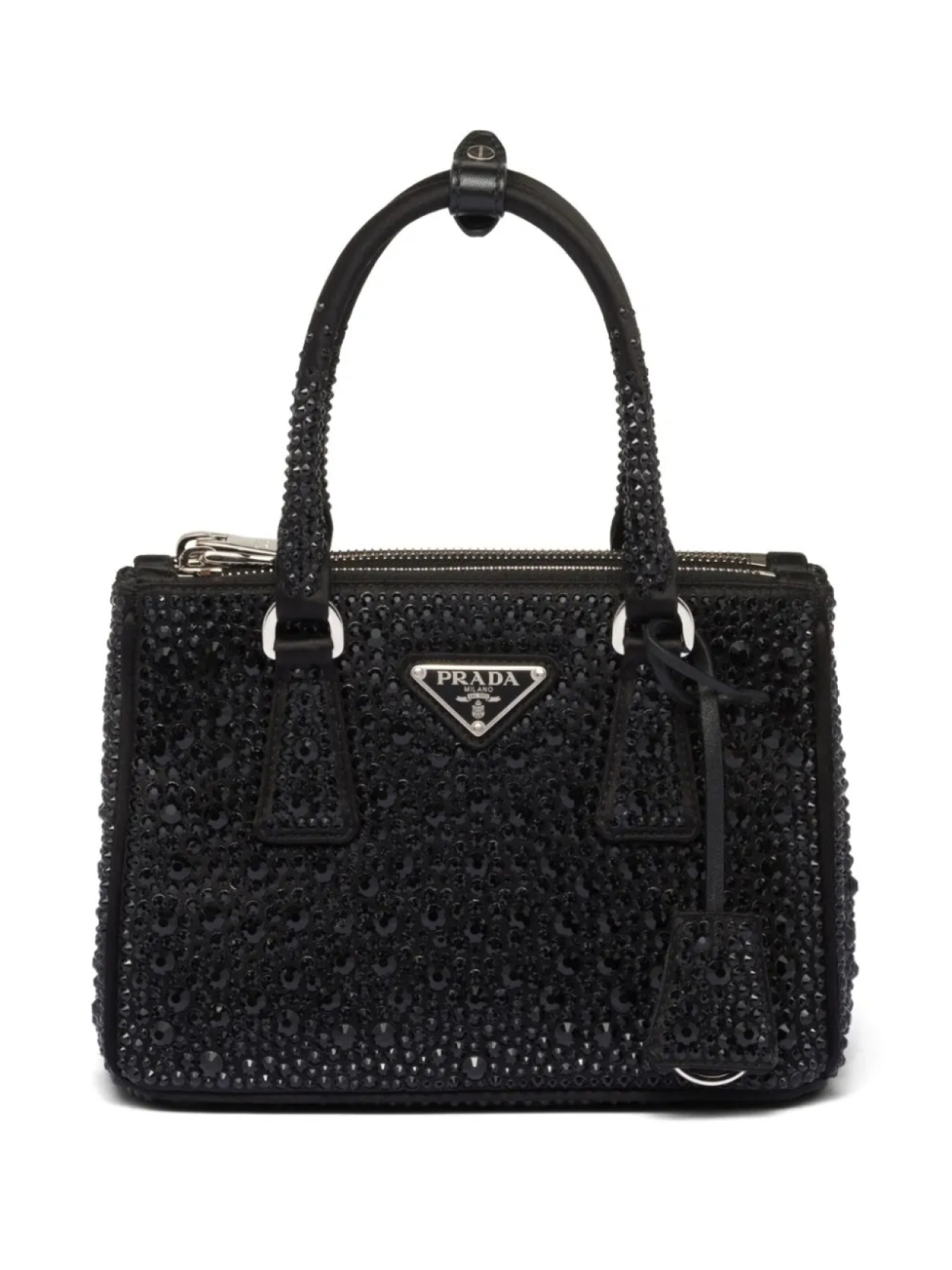 

Prada мини-сумка Galleria с кристаллами, черный