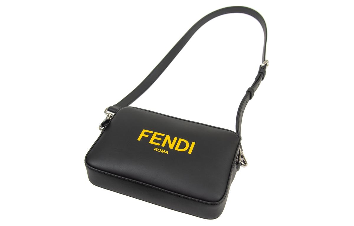 FENDI Кожаная сумка для фотоаппарата через плечо мужская черная — фото 4