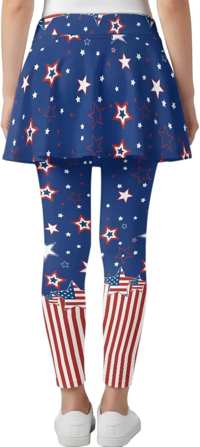 Леггинсы с юбкой 2-в-1 для девочек, Yatixapu, American Flag — фото 2