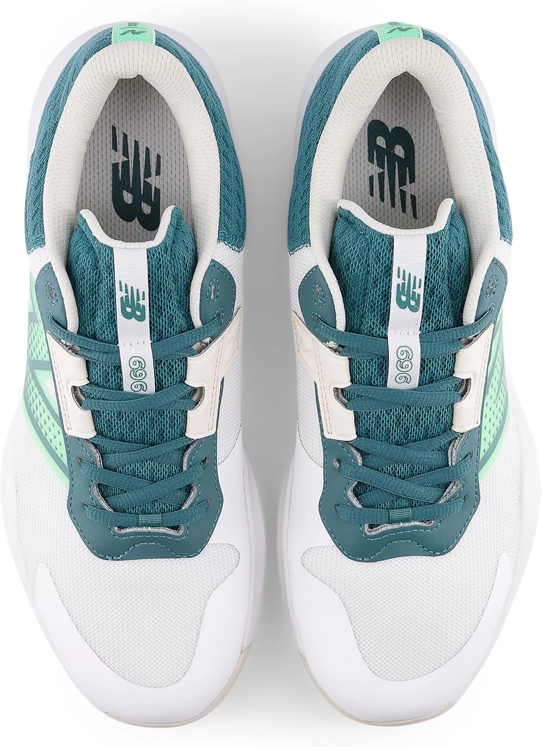 Мужские теннисные кроссовки New Balance 696v4 для занятий спортом на открытом воздухе, белый/зеленый — фото 4