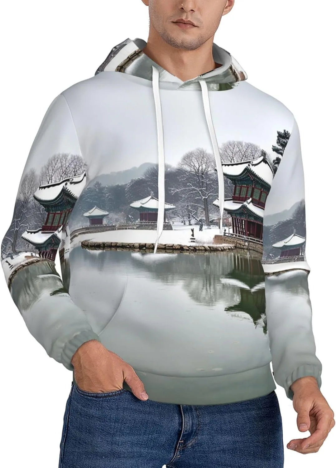 

Мужской пуловер-худи Korea Winter Lake, мягкий, ветрозащитный, с карманом SDTYKHJ