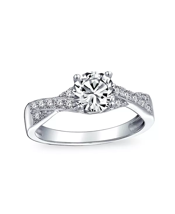 

Кольцо-Обручальное кольцо с 2-каратным круглым кубическим цирконием, паве из стерлингового серебра, с закрученными фианитами, в форме бесконечности Bling Jewelry, silver