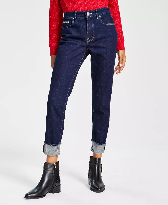 

Женские узкие джинсы Tribeca TH Flex с необработанным низом Tommy Hilfiger, синий