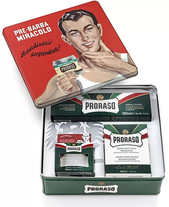 4 шт. Подарочный набор в жестяной банке Vintage Gino — освежающая формула Proraso — фото 2