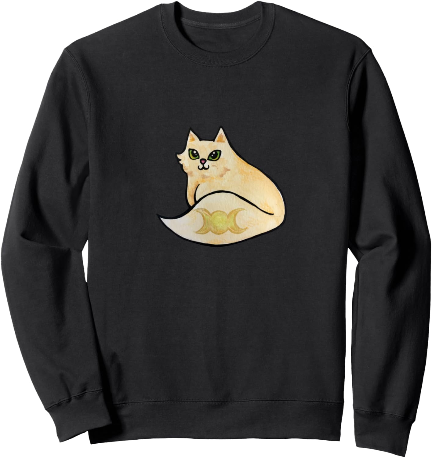 

Толстовка с изображением кошечки, мурлыкающей в тройном лунном стиле Cat Snugg, черный