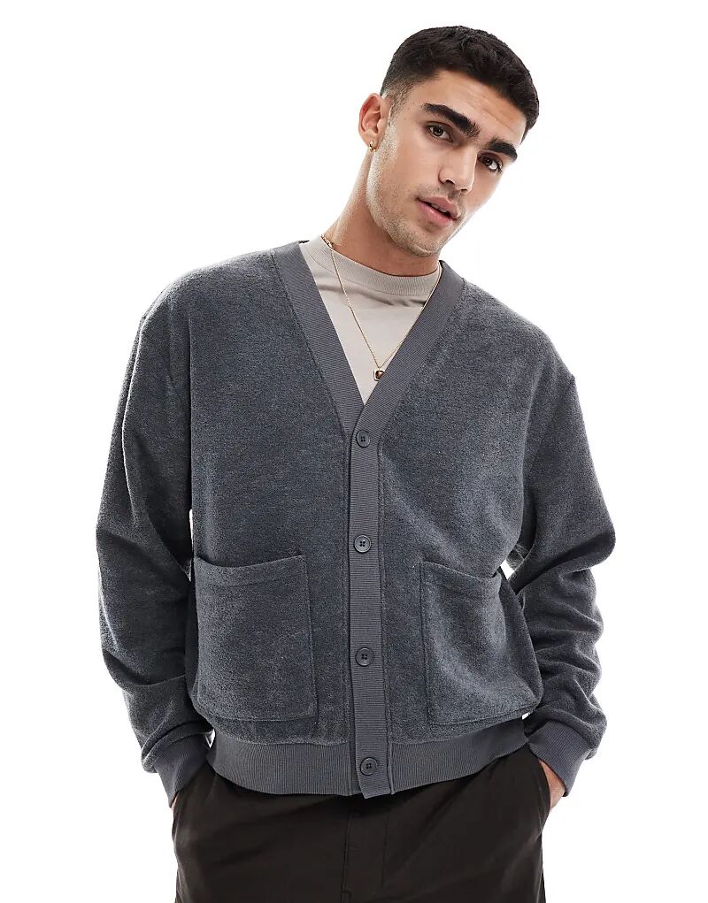 

Свободный махровый кардиган серого цвета ASOS DESIGN