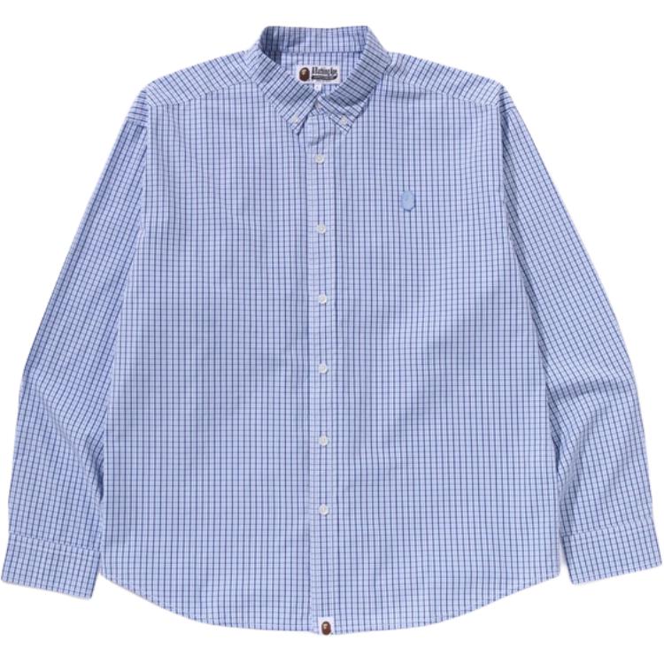 

Bape One Point Checked Poplin Длинная Рубашка A BATHING APE, синий